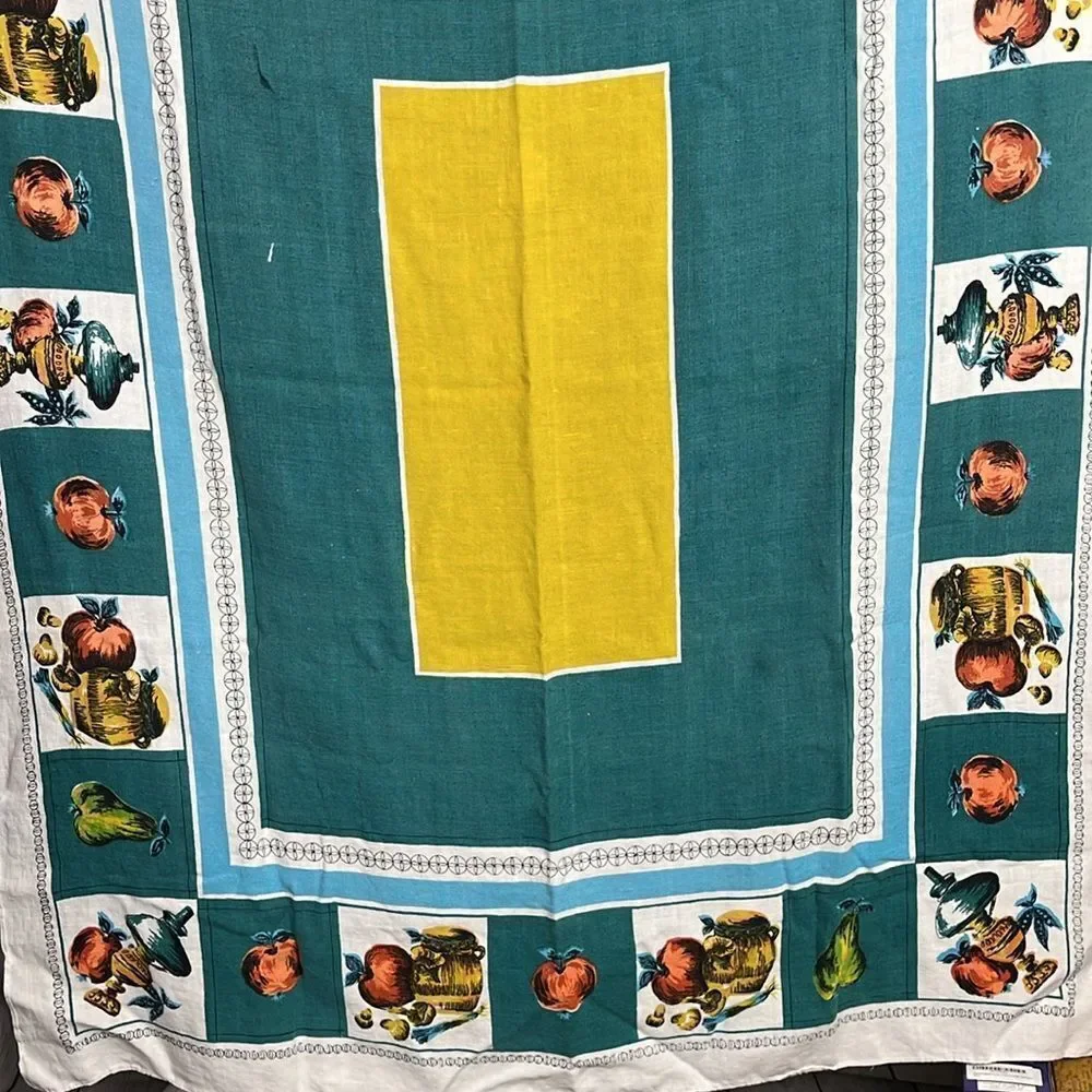 Vintage Linen Tablecloth Rectangle Antique MCM